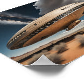 Affiche circulaire OVNI sur le désert (Coin)