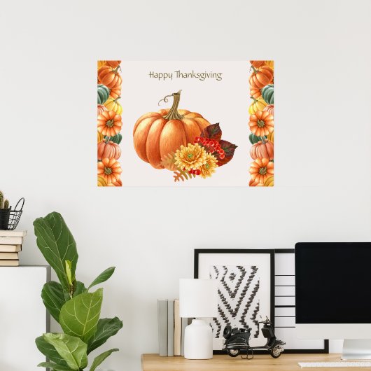Affiche Citrouille automne (Bureau à domicile)