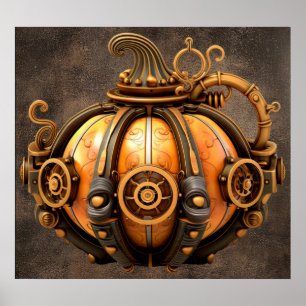 Affiche Citrouille Automne Steampunk