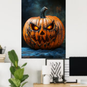 Affiche Citrouille d'Halloween effrayante (Bureau à domicile)