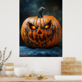 Affiche Citrouille d'Halloween effrayante (Cuisine)
