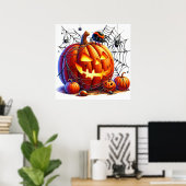 Affiche Citrouille d'Halloween effrayante (Bureau à domicile)