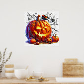 Affiche Citrouille d'Halloween effrayante (Cuisine)