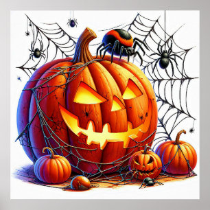 Affiche Citrouille d'Halloween effrayante