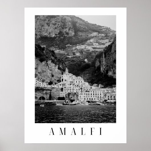 Affiche classique d'Amalfi noir et blanc (Devant)
