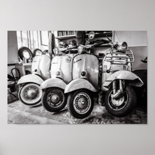 Affiche classique Paris France de scooter