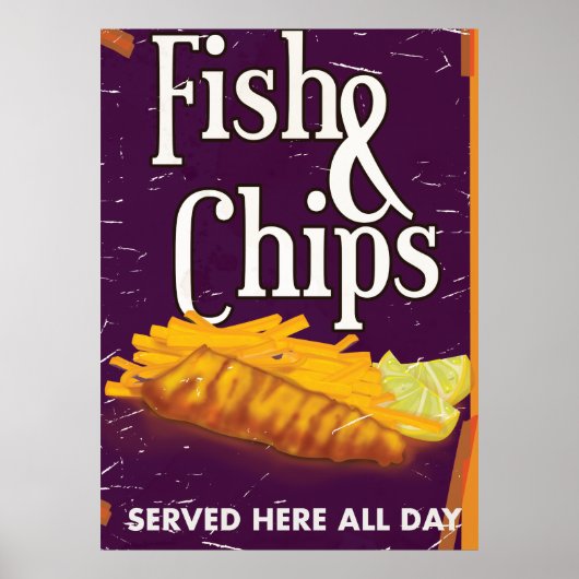 Affiche classique vintage de Fish and chips (Devant)