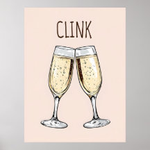 Affiche Clink Champagne – Art minimaliste pour fêt