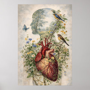 Affiche Cœur Anatomique Esprit, Anatomie Botanique