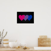 Affiche coeurs de fierté bisexuelle (Cuisine)