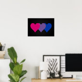 Affiche coeurs de fierté bisexuelle (Bureau à domicile)