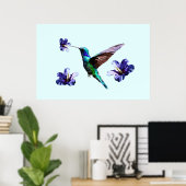 Affiche Colibri Gorge Bleu Céleste/Hibiscus (Bureau à domicile)