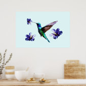 Affiche Colibri Gorge Bleu Céleste/Hibiscus (Cuisine)