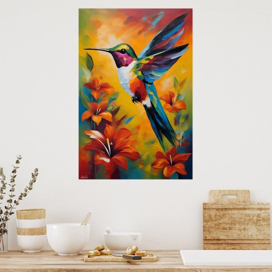 Affiche | Colibri | Style de peinture à l'huile (Cuisine)