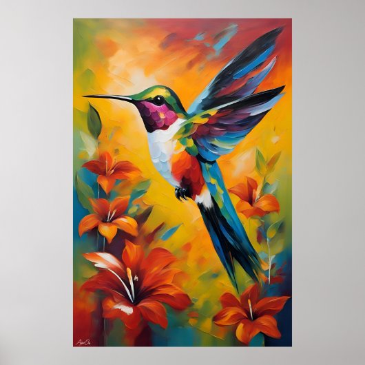 Affiche | Colibri | Style de peinture à l'huile (Devant)
