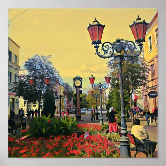 Affiche colorée de paysage urbain (Devant)