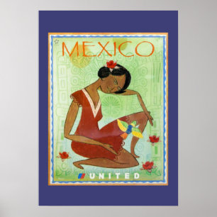 Affiche colorée de voyage mexicain