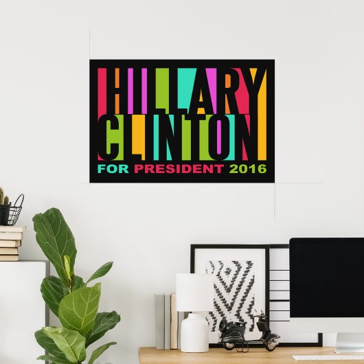 Affiche colorée d'Hillary Clinton 2016 (Bureau à domicile)