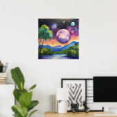 Affiche colorée du paysage aquarelle murale (Bureau à domicile)