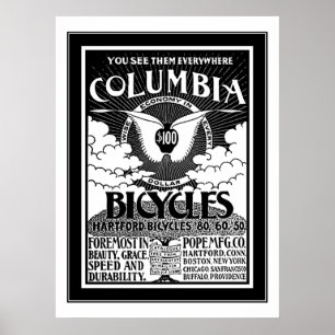 Affiche Columbia Bicycles 1886 Publicité