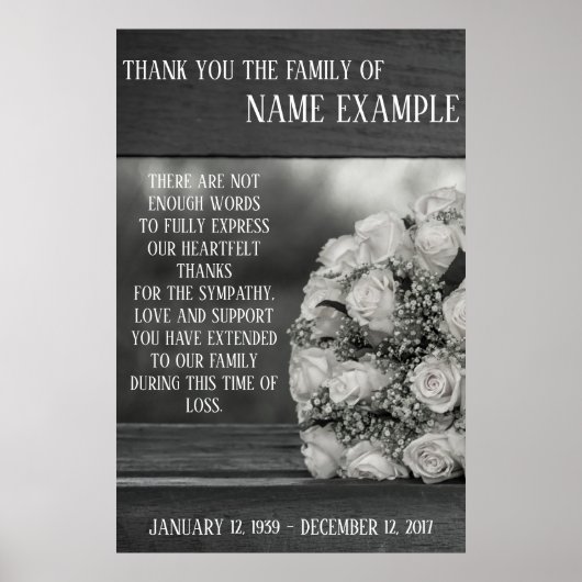 Affiche commémorative Un bouquet de roses blanches (Devant)