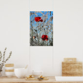 Affiche Coquelicot Rouge - Fleur Épanouie dans le (Cuisine)