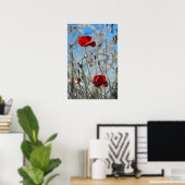 Affiche Coquelicot Rouge - Fleur Épanouie dans le (Bureau à domicile)