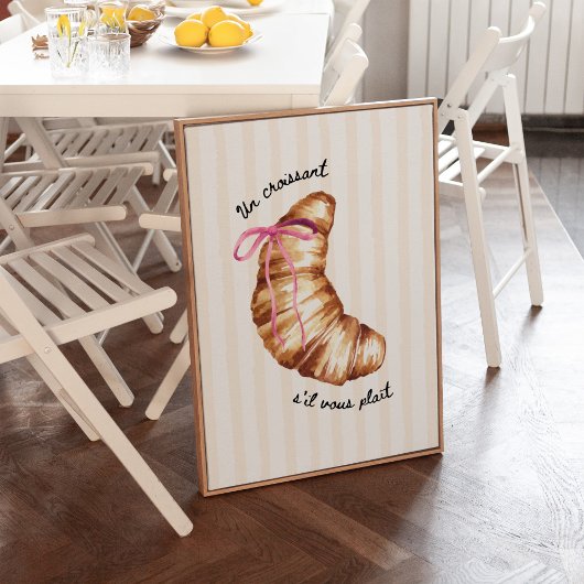 Affiche Coquette Rose Un Croissant S'il Vous Plaît