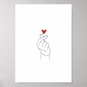 Affiche coréenne du coeur du doigt (Matte)