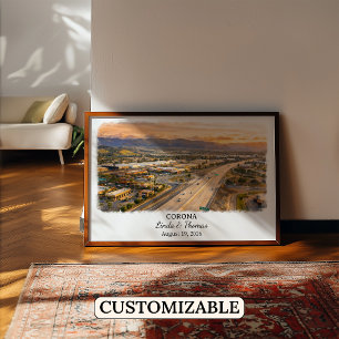 Affiche Corona Californie, Aquarelle, Sur mesure