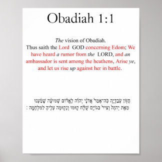 Affiche corrigée du roi Jams Obadiah 1:1