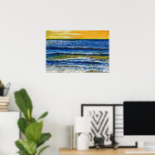 Affiche - Coucher de soleil et vagues marines (Bureau à domicile)