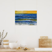 Affiche - Coucher de soleil et vagues marines (Cuisine)