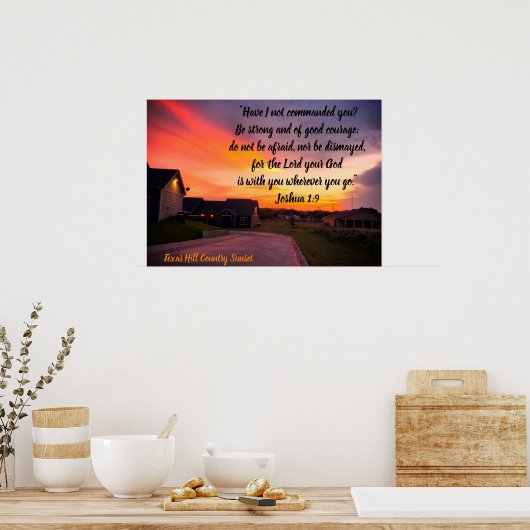 Affiche Coucher de soleil sur le Texas avec Écritu (Cuisine)