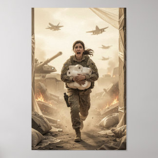 Affiche Courage dans le chaos et ironie silencieus