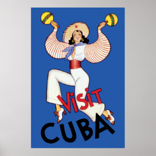 Affiche cubaine vintage de voyage du Cuba de