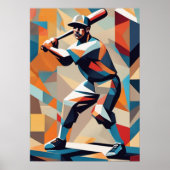 Affiche cubiste de joueur de baseball (Devant)