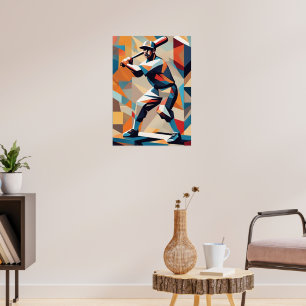Affiche cubiste de joueur de baseball