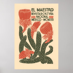 Affiche culturelle mexicaine El Maestro 1922 Vinta
