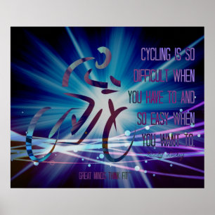 Affiche cycliste inspirante en bleu et violet