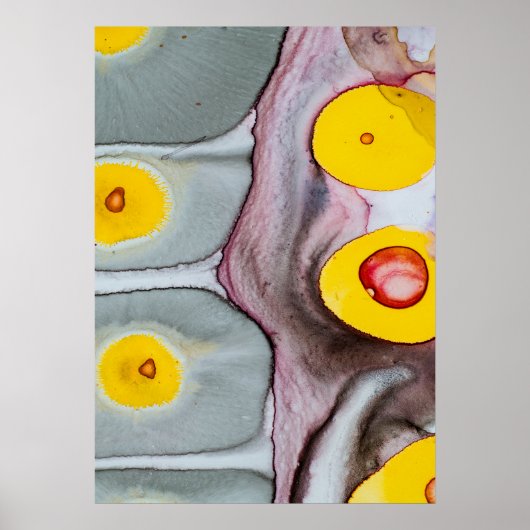Affiche d'abstraction rose, jaune et grise (Devant)