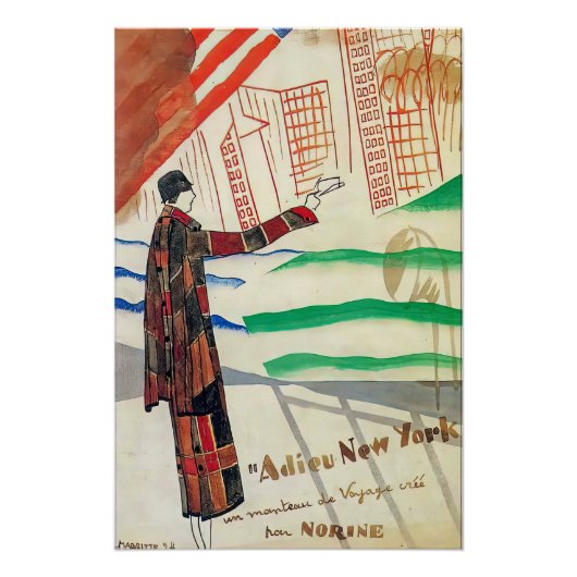 Affiche d'Adieu New York par Rene Magaritte (Devant)
