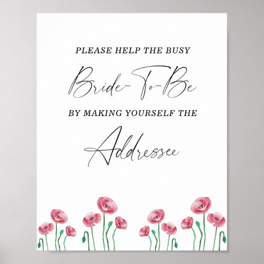 Affiche d'adresse de la mariée occupée avec aide f (Devant)