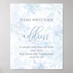 Affiche d'adresse flocon de neige bleu pour Baby S
