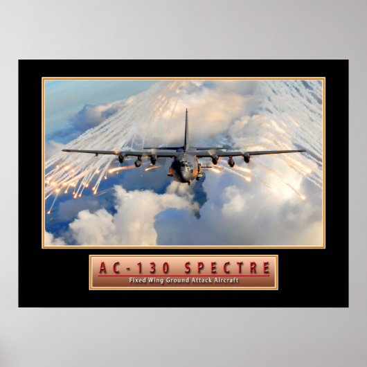 Affiche d'aéronef militaire "AC-130 Specter" 24x18 (Devant)