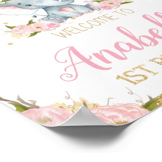 Affiche d'Affiche de bienvenue de fête d'éléphant  (Coin)