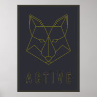 Affiche d'affirmation active origami renard jaune