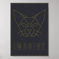 Affiche d'affirmation avec chat jaune origami