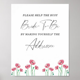 Affiche d'aide florale pour la mariée occupée