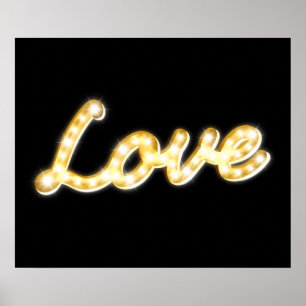 Affiche d'amour avec lumières de marquise vintage 